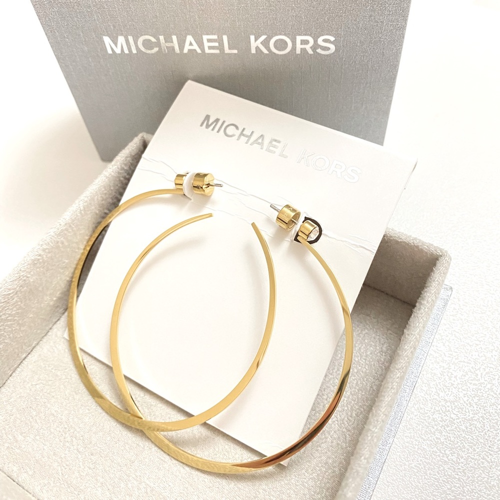 MK gold tone hoop earrings